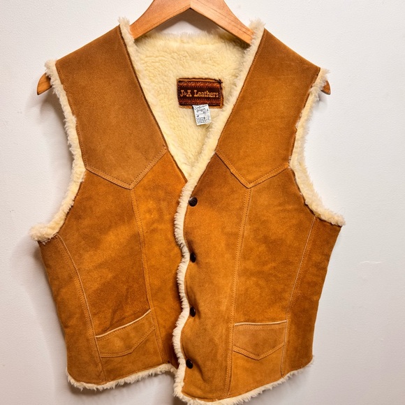 j&a leathers Jackets & Blazers - J&A Leathers Suede Shearling-Lined Vest